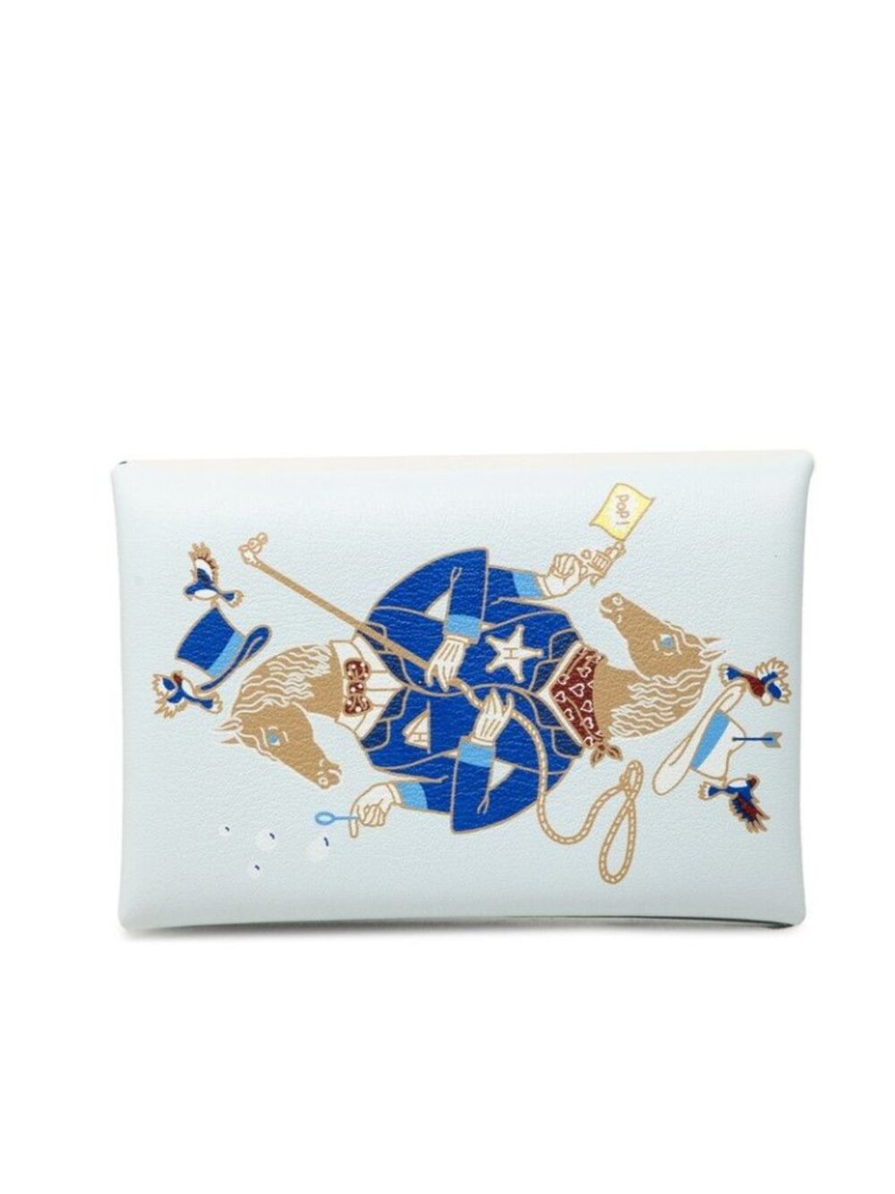 Hermes Calvi Ali Cyan Card Case Light Blue Veau Swift